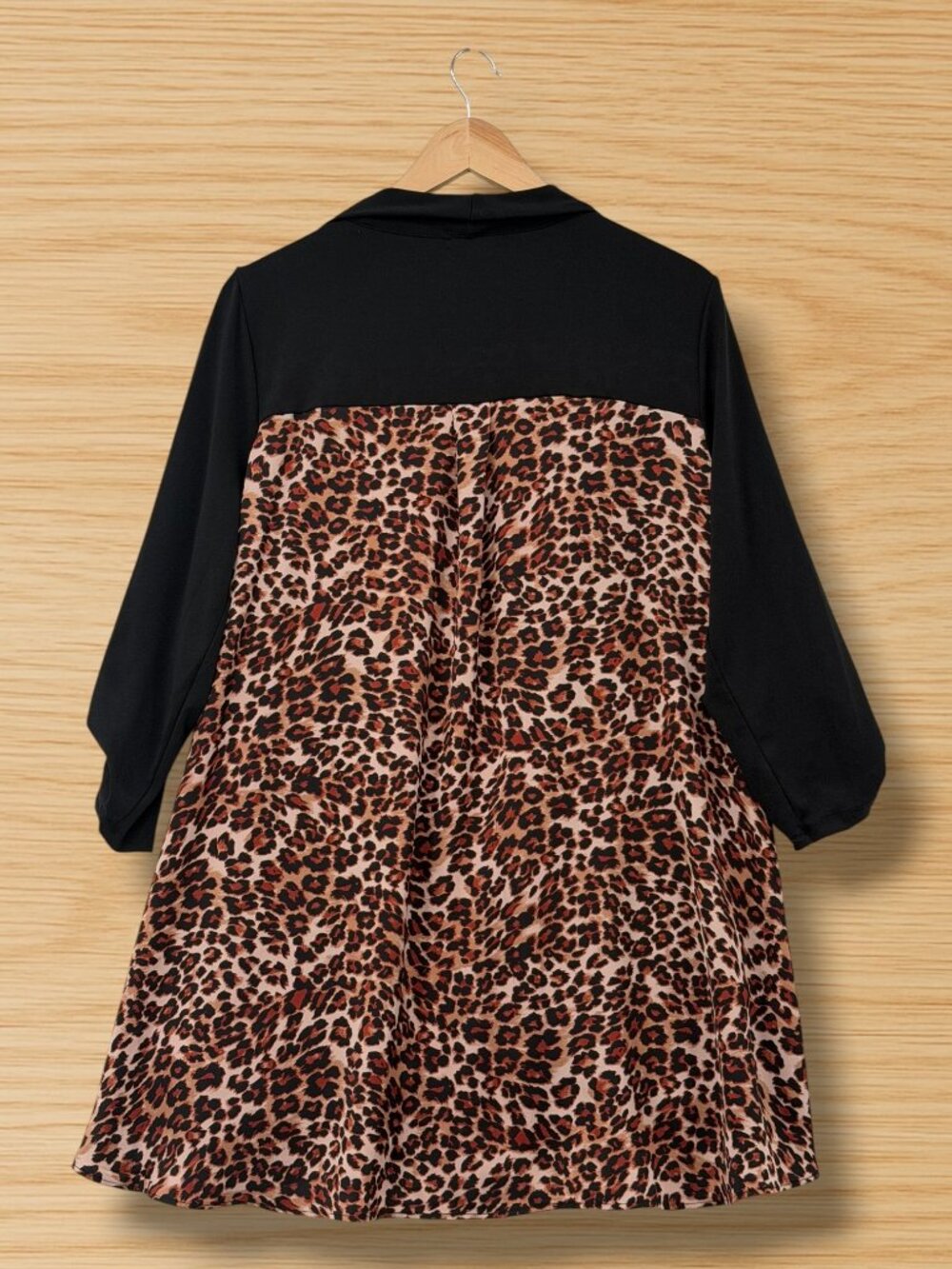 CURE Black Cardigan‎ Bold Leopard Print Back 1XL